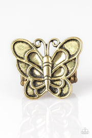 Paparazzi ♥ Sky High Butterfly - Brass ♥ Ring
