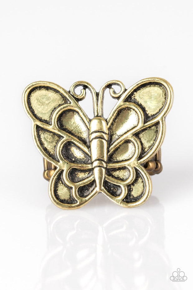 Paparazzi ♥ Sky High Butterfly - Brass ♥ Ring